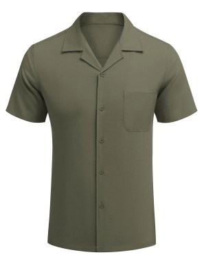 Mens-Green-Casual-Button-Down-Shirt-1