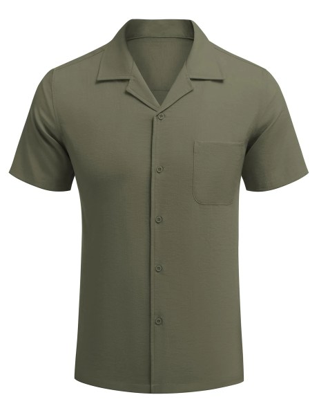 Mens-Green-Casual-Button-Down-Shirt-1