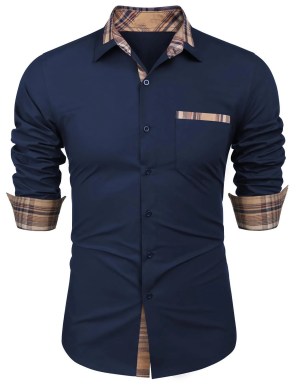 Mens-Long-Sleeve-Formal-Plaid-Collar-Shirt-3
