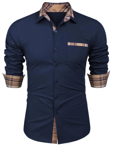 Mens-Long-Sleeve-Formal-Plaid-Collar-Shirt-3