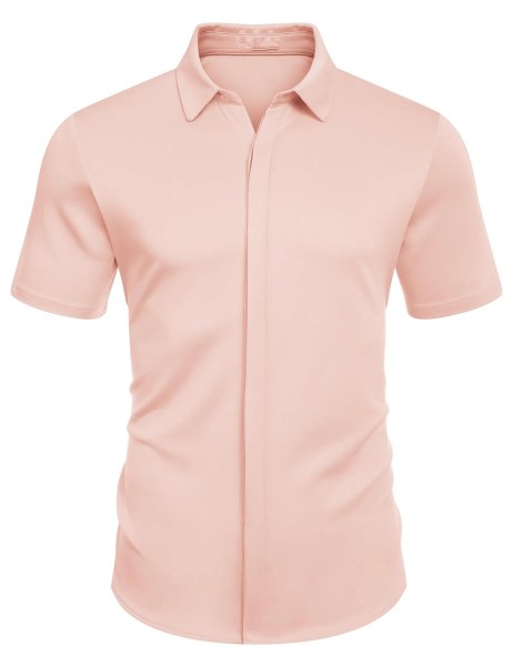 Mens-Pink-Wrinkle-Free-Short-Sleeve-Shirt-3