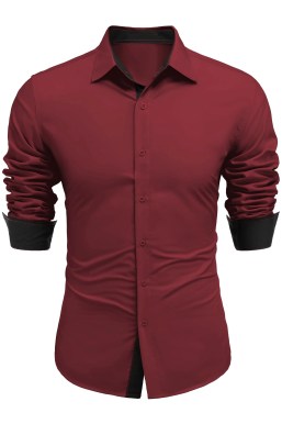 Mens-Red-Long-Sleeve-Wrinkle-Free-Dress-Shirt-1