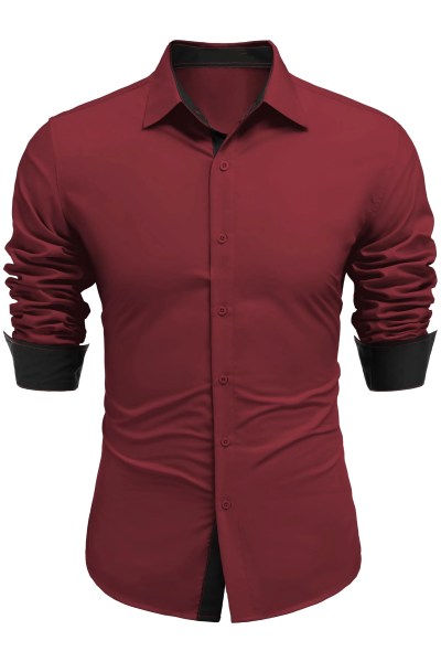 Mens-Red-Long-Sleeve-Wrinkle-Free-Dress-Shirt-1
